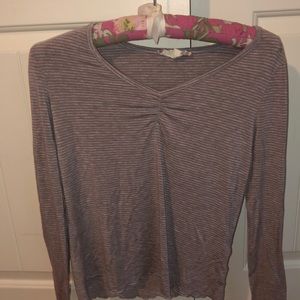 Grey top with pink stripes